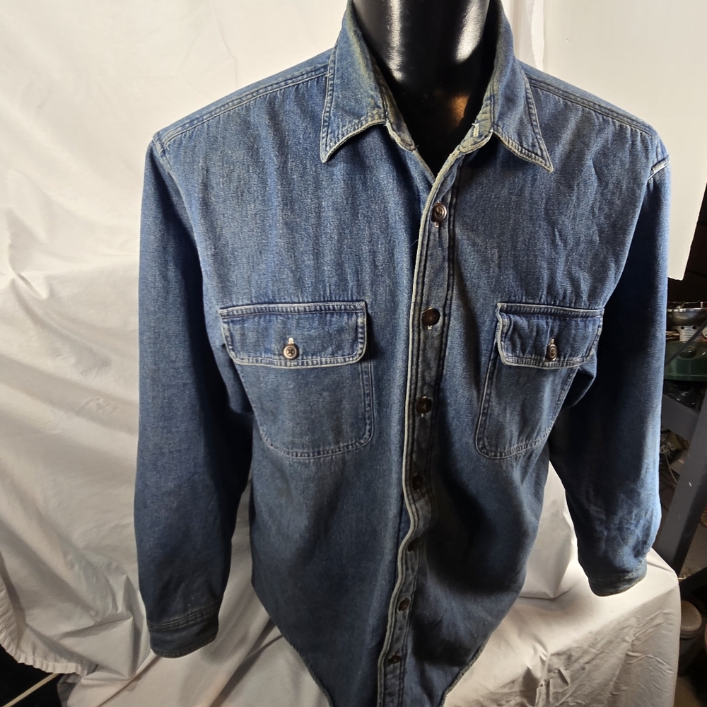 Wolverine Denim Jacket Plaid Flannel Lined Chore Barn Coat Men's LT Blue Pockets